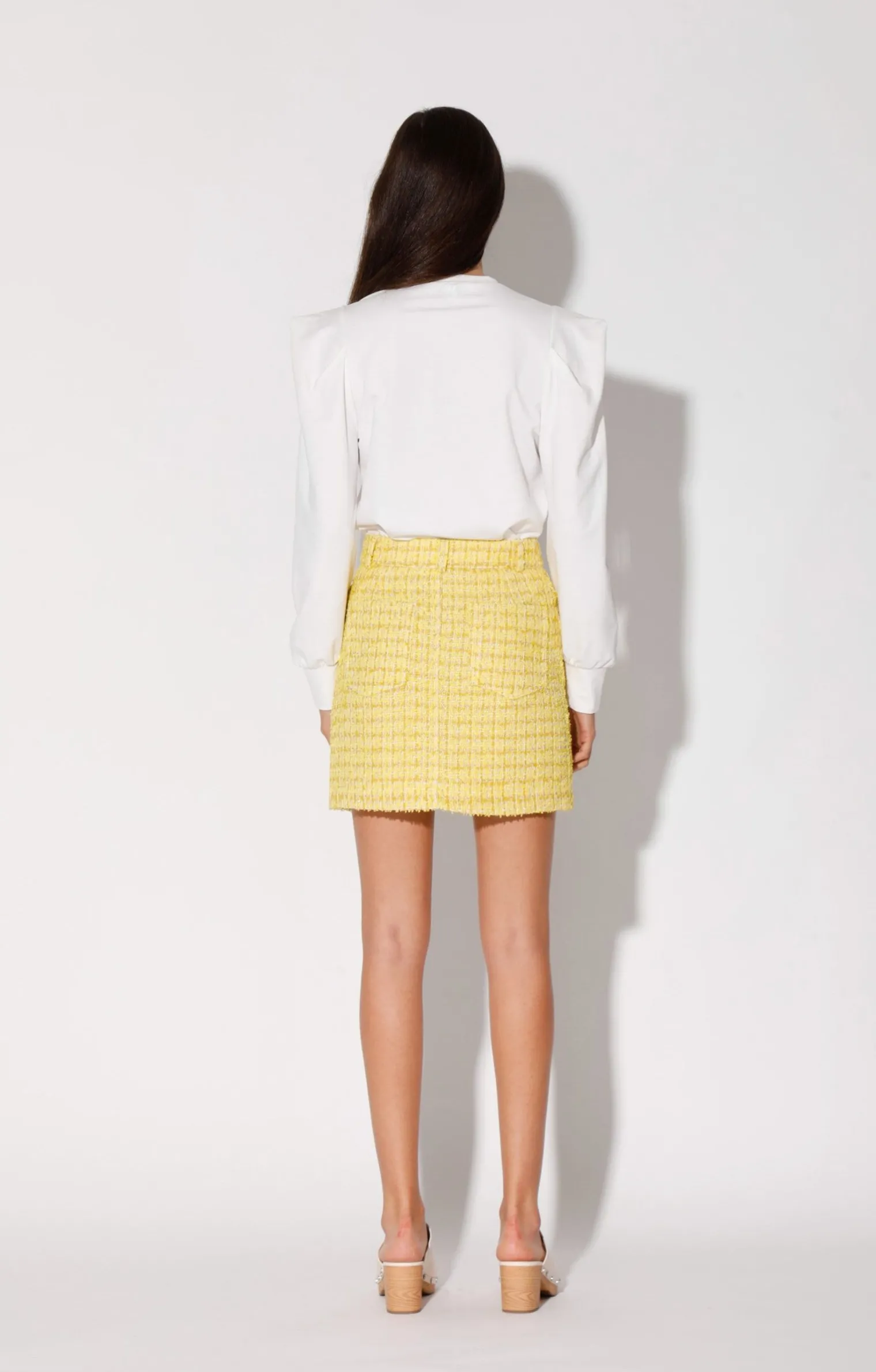 alicia_skirt_sunshine_twe_2.webp Walter Baker Alicia Skirt, Sunshine Tweed>Women Bottoms