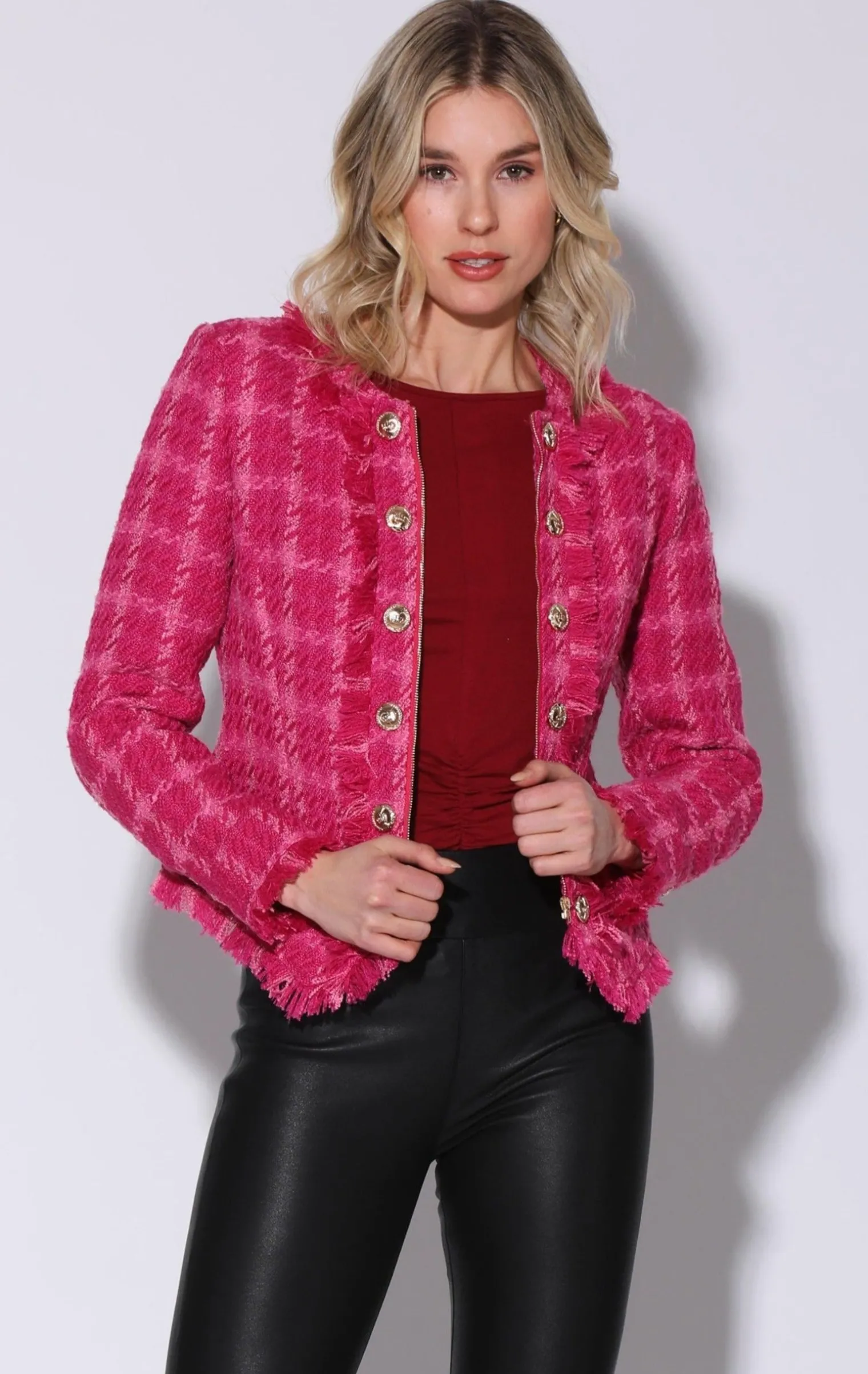 brittany_jacket_magenta_e_0.webp Walter Baker Brittany Jacket, Magenta Electric Tweed>Women Jackets