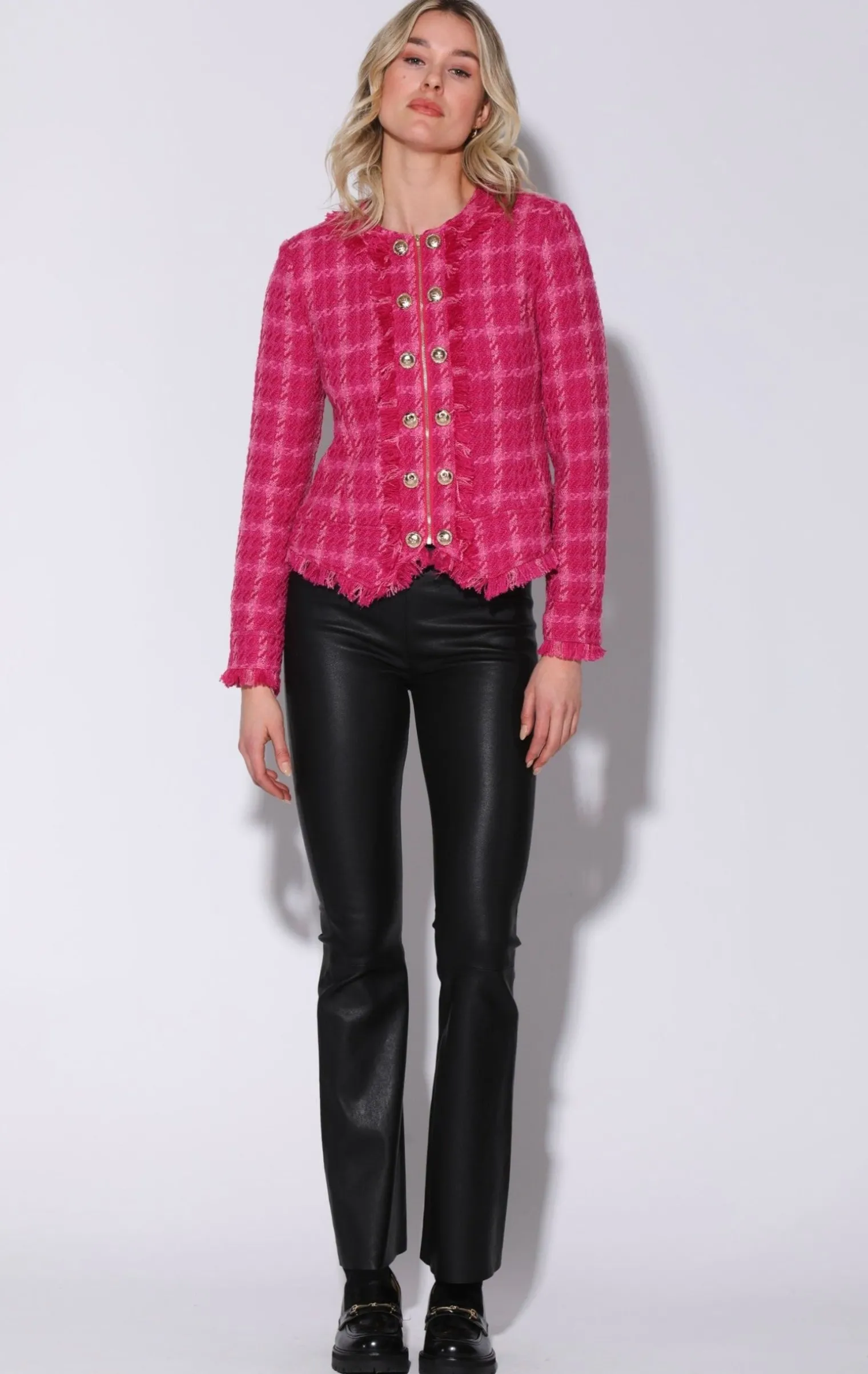 brittany_jacket_magenta_e_1.webp Walter Baker Brittany Jacket, Magenta Electric Tweed>Women Jackets