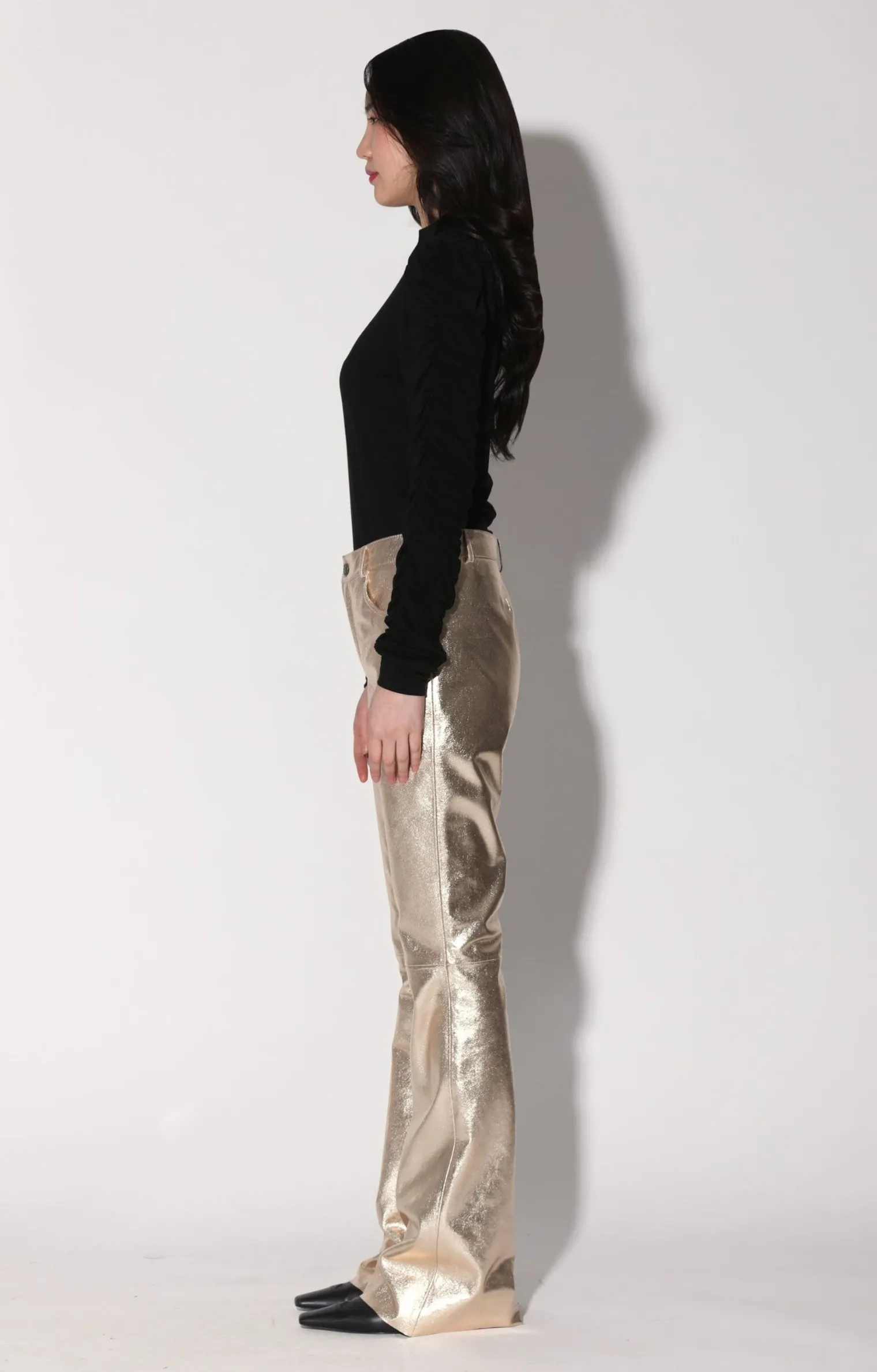 dimitri_pant_goldleather_2.webp Walter Baker Dimitri Pant, Gold-Leather>Women Leather