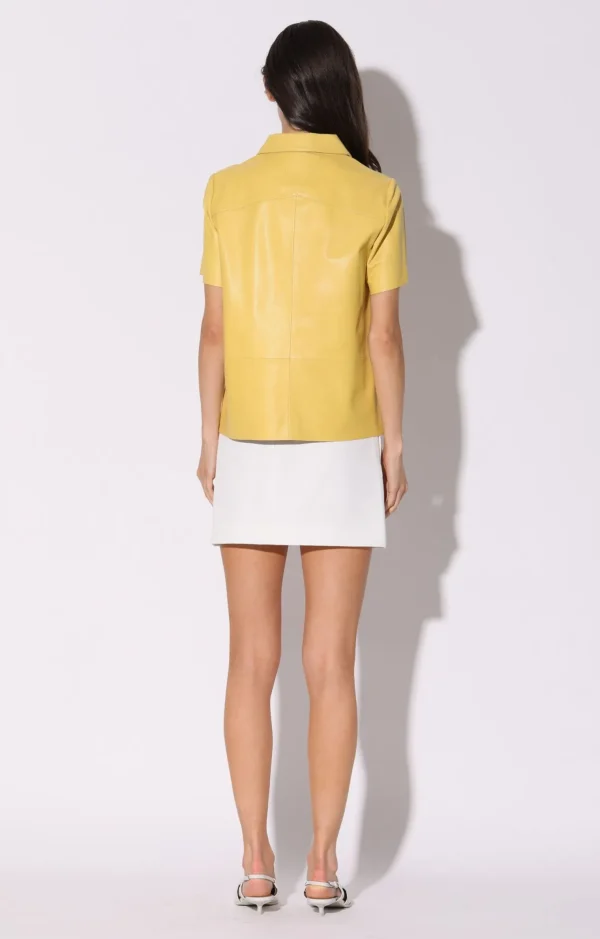 Walter Baker Eros Top, Pale Yellow-Leather>Women Tops