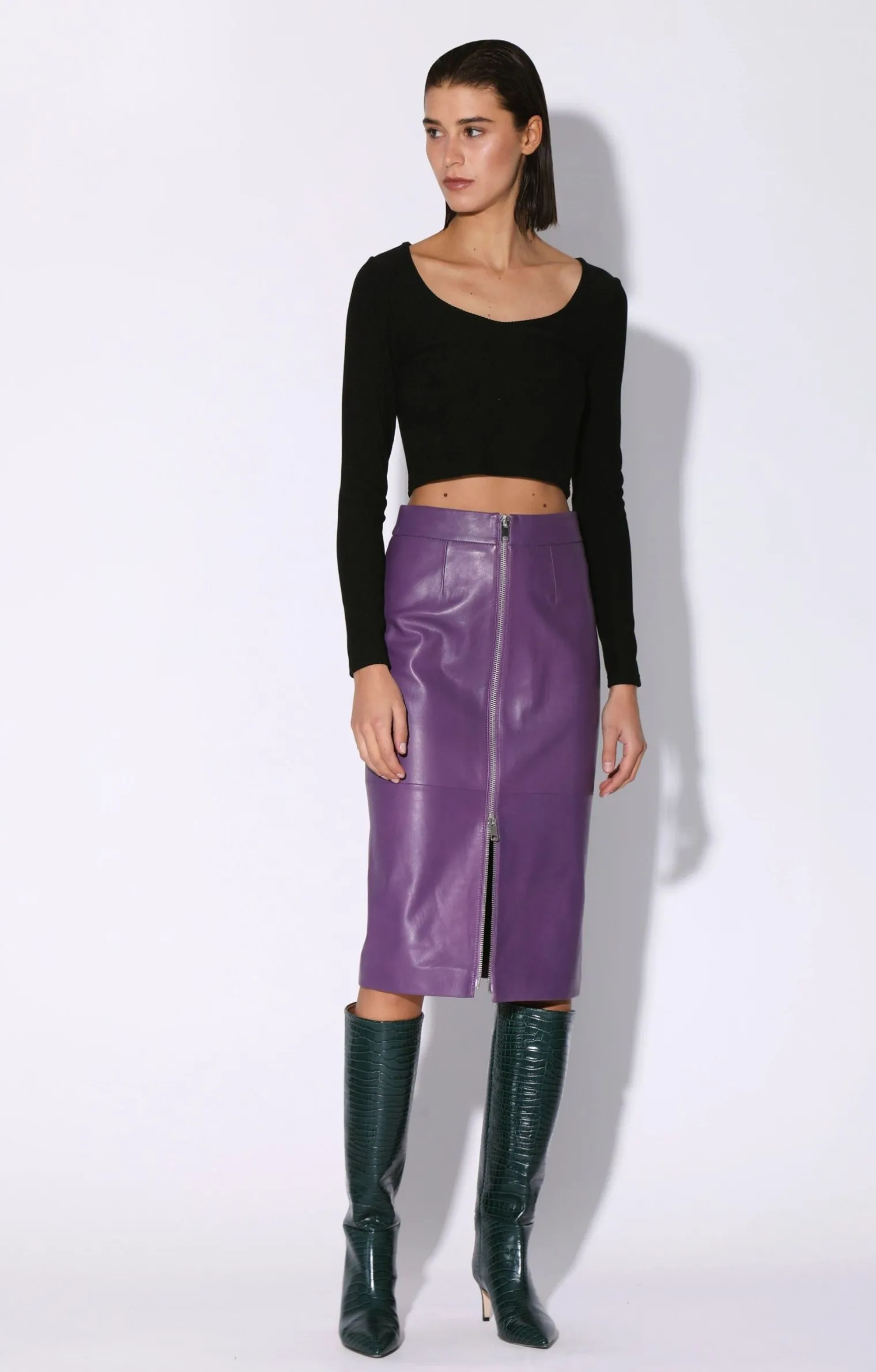 galette_skirt_amethystlea_1.webp Walter Baker Galette Skirt, Amethyst-Leather>Women Leather