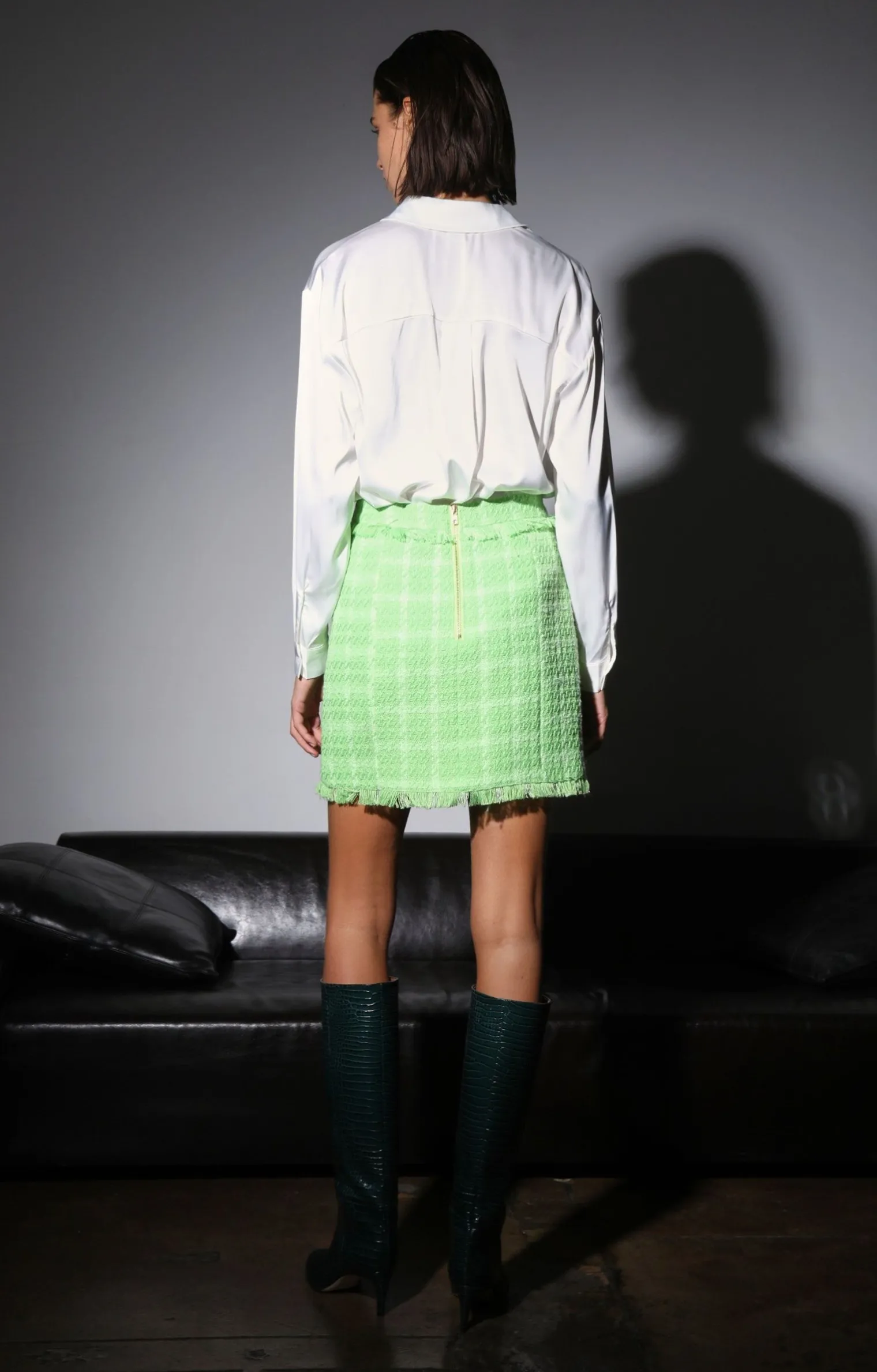 laurette_skirt_pear_elect_3.webp Walter Baker Laurette Skirt, Pear Electric Tweed>Women Bottoms