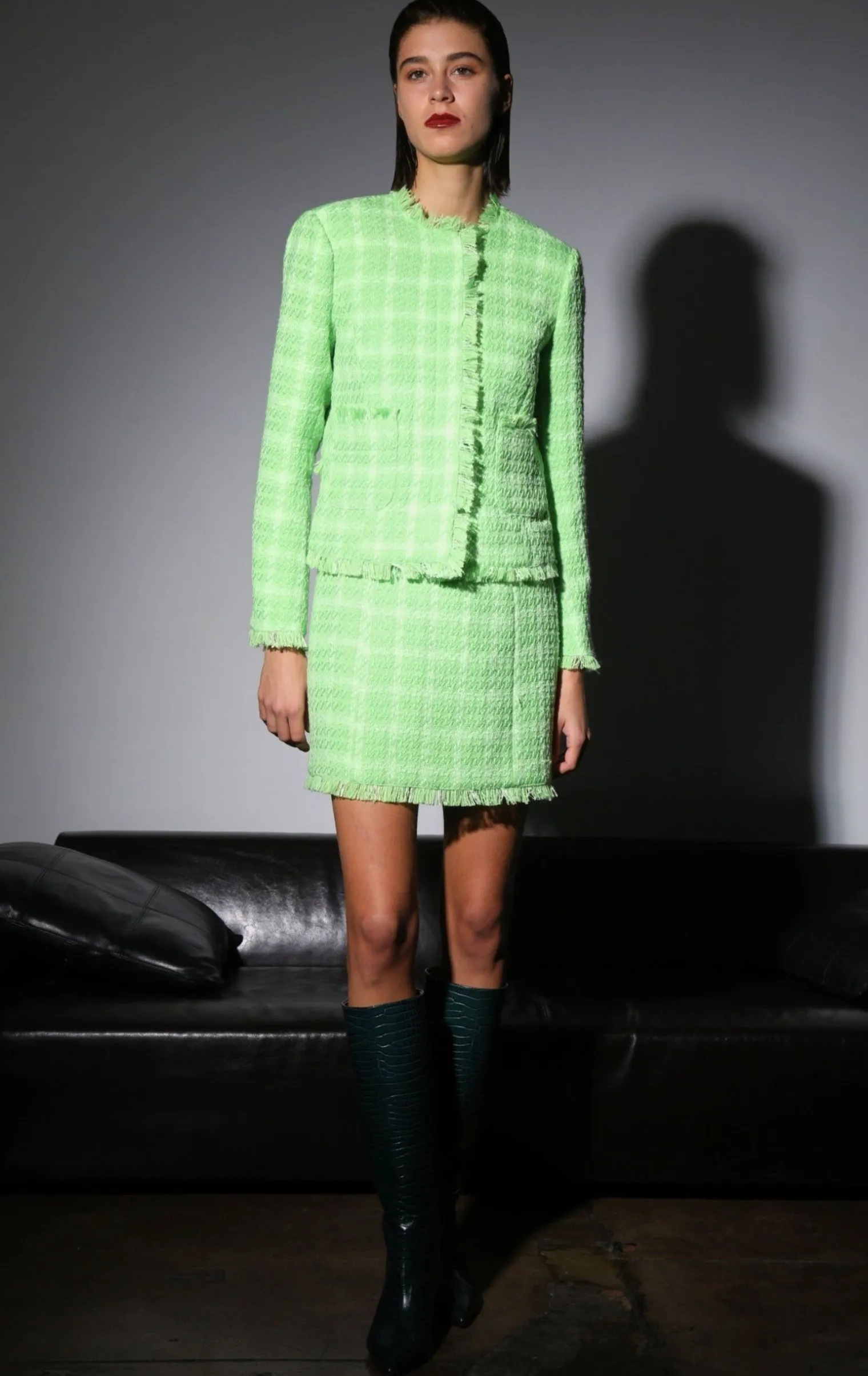 liam_jacket_pear_electric_1.webp Walter Baker Liam Jacket, Pear Electric Tweed>Women Jackets