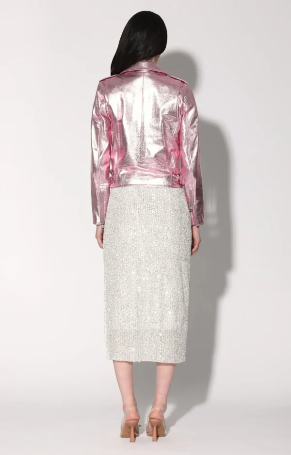Walter Baker Liz Jacket, Pink Frost Metallic-Leather>Women Jackets