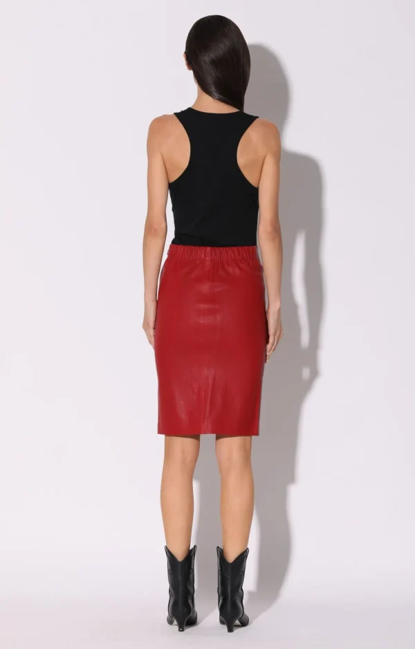 Walter Baker Mae Skirt, Red-Stretch Leather>Women Leather